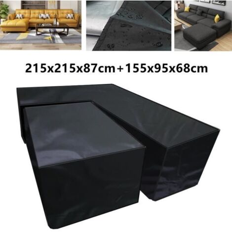 Housse de protection pour canapé d'angle et table basse (215x215x87cm + 155x95x68cm) en tissu Oxford 210D.