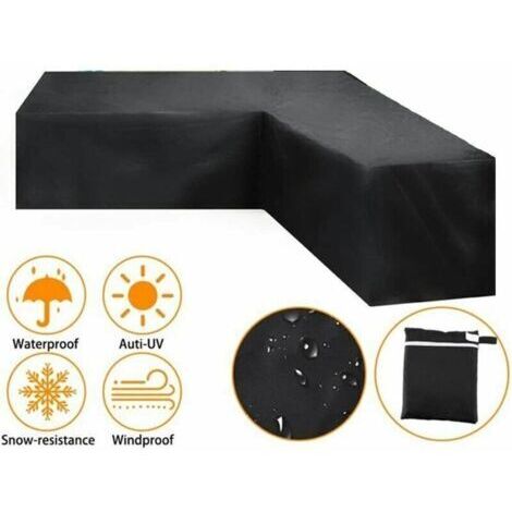 – Housse de protection pour canapé d'angle – Imperméable 210D avec revêtement PVC – Dimensions 286 x 286 x 82 cm – Résistante aux UV et coupe-vent