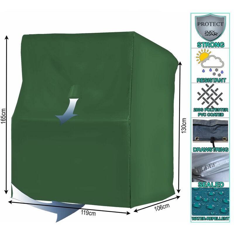 Housse de protection pour chaise de plage en osier l 119 x 106 x 165 cm Housse pour chaise de plage verte