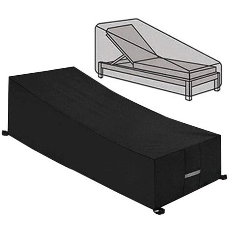 Housse de Protection pour Chaise Longue Extérieur, Imperméable et Résistante aux UV avec Aérations, Tissu Oxford Renforcé Anti-Vent pour Meubles de Jardin (210x75x80cm) - Noir