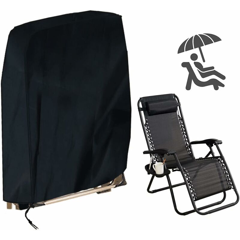 Housse pour chaise longue (96x85 cm), protection uv, imperméable, anti-poussière, housse de chaise longue de jardin Oxford 210D - black