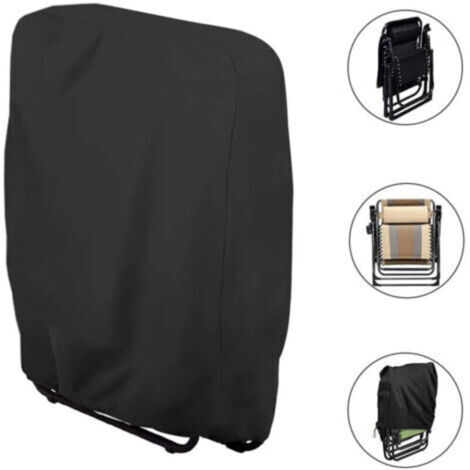 Housse de Protection pour Chaise Longue Pliante (noir) W71×H110cm, 1 Pièces Housse Transat Jardin Anti-poussière, Imperméable, Anti-UV, Housse Relax Jardin 210D Oxford pour Fauteuil Relax