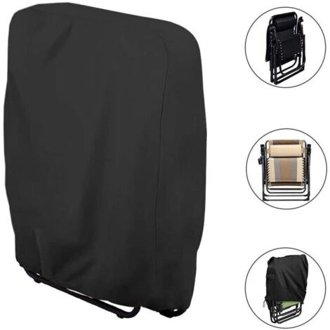 Housse de Protection pour Chaise Longue Pliante (noir) W71×H110cm. 1 Pièces Housse Transat Jardin Anti-poussière. Imperméable. Anti-UV. Housse Relax Jardin 210D Oxford pour Fauteuil Relax