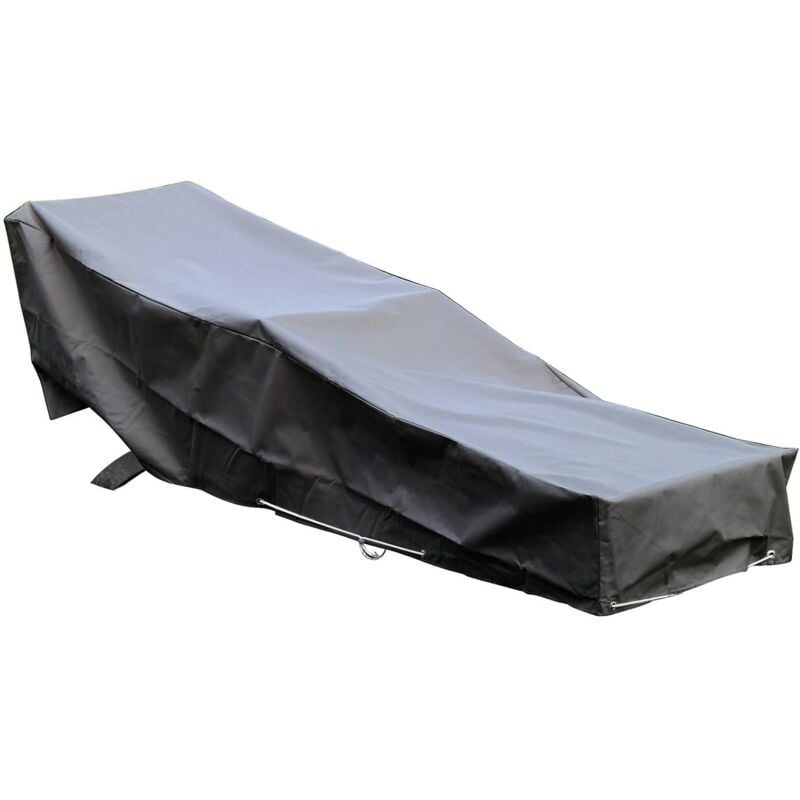 housse de protection pour chaise longue transat de jardin haute qualité polyester doublée pvc l 205 x l 70 x h 60 cm couleur anthracite - anthracite