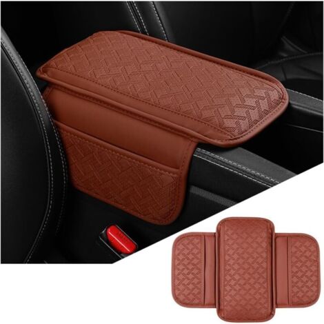 Housse De Protection Pour Console Centrale De Voiture, Coussin Rehausseur Console Centrale En Cuir, Universel Housse Coffre D'accoudoir De Voiture Accessoires Protection Intérieure(Orange)