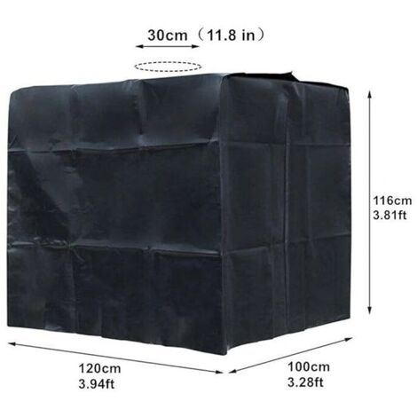 Housse de protection pour cuve IBC 1000L 116x100x120cm - Couvercle anti-UV et anti-poussière - Noir - Compatible réservoir d'eau