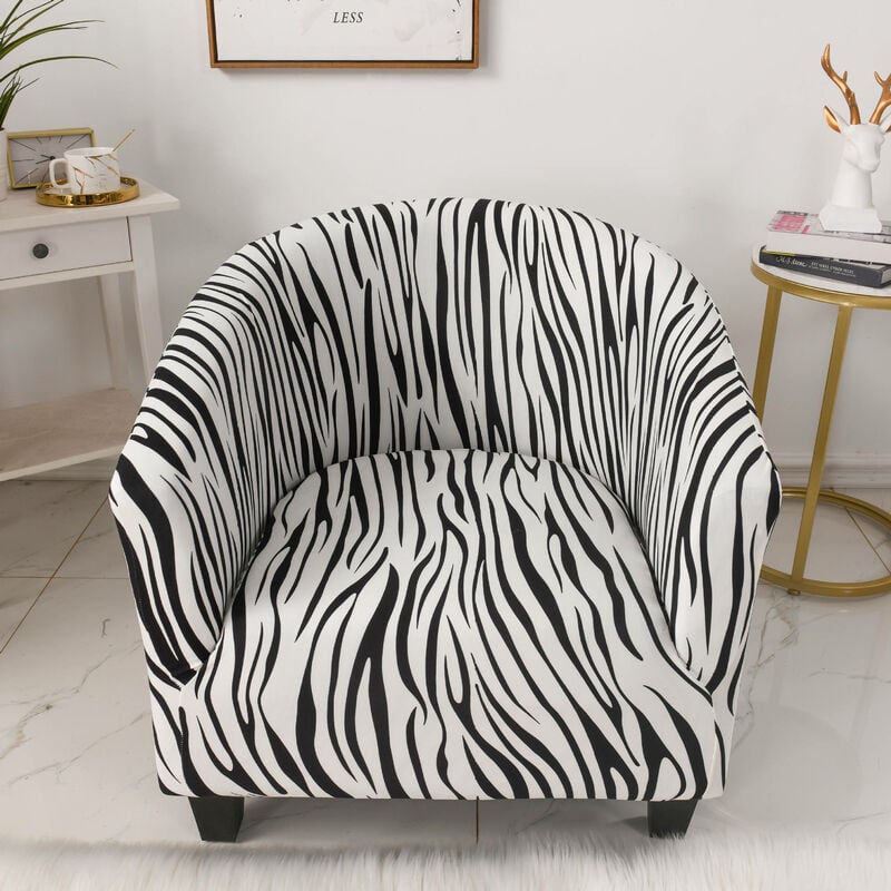 Housse de Protection pour Fauteuil de Club(Noir et blanc) - Très Extensible - Amovible et Lavable - Protection de Meubles pour Le Salon
