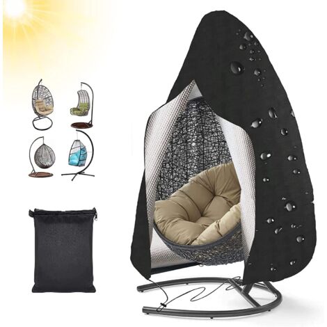 Housse de protection pour fauteuil suspendu, imperméable, coupe-vent, résistante aux UV, enduite de PVC, avec fermeture éclair, en tissu Oxford 210D, pour fauteuil de jardin ou de terrasse, 115 x 190 