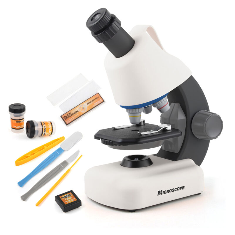 LIFCAUSAL Microscope Haute Résolution pour Enfants Kit Scientifique LED 100x/400x/1200x avec Instruments Raffinés (Réf. XD168003)