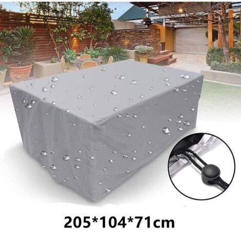 Housse de protection pour meubles de jardin rectangulaires, tables et chaises, argent 205x104x71 cm.