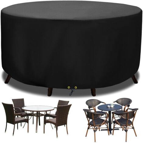 Housse de protection pour meubles de jardin - Ronde - En tissu Oxford 420D - Pour tables de jardin, meubles de terrasse - Coupe-vent - Résistant aux UV - Diamètre : 160 x 70 cm