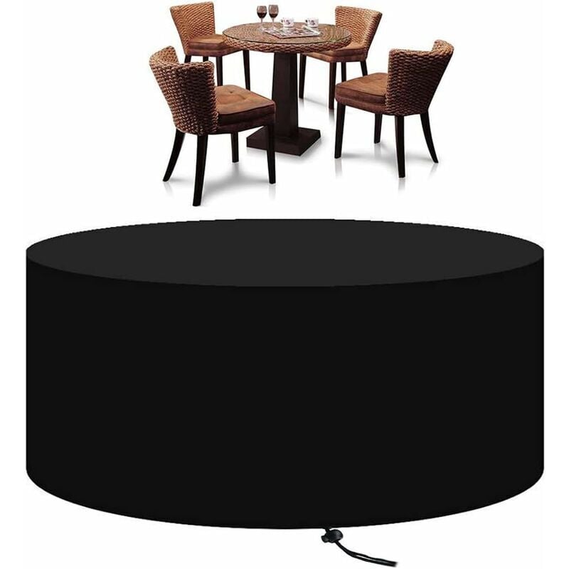 LaBlanc - Housse de Protection pour Meubles de Jardin Ronde, Housse de Protection en Tissu Oxford 210D Robuste pour Groupe de Table de Jardin,