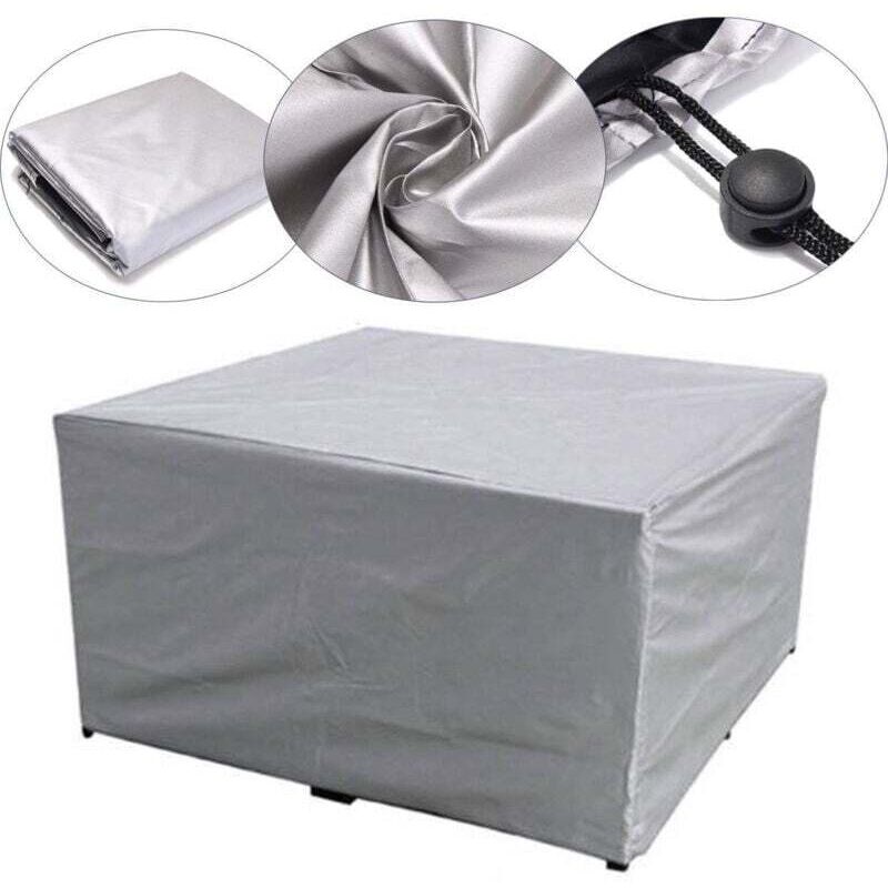 Housse de protection pour mobilier de jardin 115 x 115 x 70 cm, tissu Oxford 210D, imperméable, coupe-vent, anti-UV, argentée