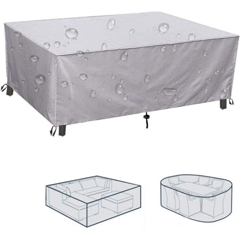 Housse de protection pour mobilier de jardin 190 x 125 x 80 cm, carrée, imperméable, pour salon de jardin, protection pour meubles de balcon,