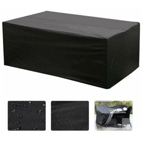Housse de protection pour mobilier de jardin 213 x 132 x 74 cm, imperméable, coupe-vent et anti-poussière, en tissu Oxford 210D noir avec fermeture anti-poussière, convient aux tables et aux chaises.