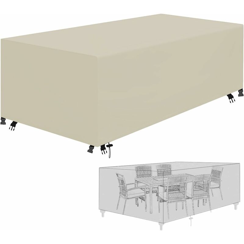 Housse de protection pour mobilier de jardin en tissu Oxford 420D, imperméable, avec cordons de serrage et boucles de