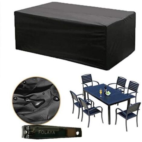 Housse de protection pour mobilier de jardin - FOLAYA - Étanche - Noir - 180x120x74 cm
