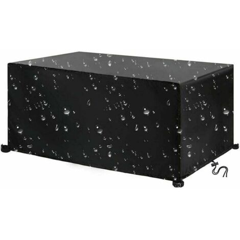 Housse de protection pour mobilier de jardin Leju Art, tissu Oxford 420, imperméable, coupe-vent, protection UV, pour table rectangulaire, 220 x 110 x 75 cm, noir.