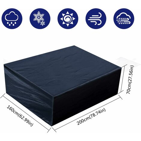 Housse de protection pour mobilier d'extérieur - Housse de mobilier d'extérieur rectangulaire imperméable - pour mobilier de table (200x160x70cm / 63x70.8x27.5 in)