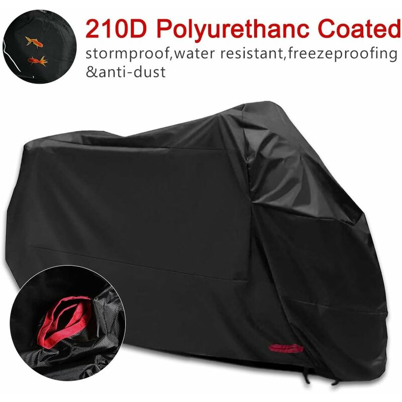 Housse de Protection pour Moto Couverture Imperméable en Polyester (245*105*125cm) Noir