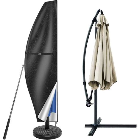 LEISEI Housse de protection pour parasol avec bâton, housse de protection pour parapluie de taille 2 m à 4 m, protection contre les UV, résistant aux intempéries, au vent et à la neige