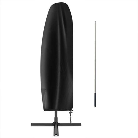 Housse de Protection pour Parasol avec Tige Télescopique, Couverture de Parasol Déporté 2 à 3 m, Housse de Parasol Imperméable, Coupe-Vent, Anti-UV, Tissu Oxford Robuste (265X 40 X 70/50CM)