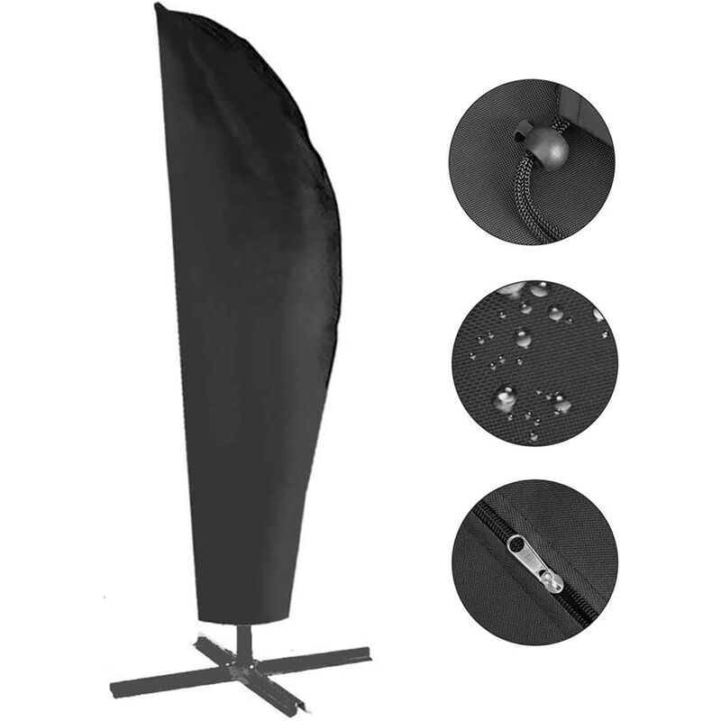 Housse de Protection pour Parasol, Couverture de Parasol de Jardin Oxford 420D Excentré Bache Parasol Déporté, Imperméable, Résistant à UV, Coupe