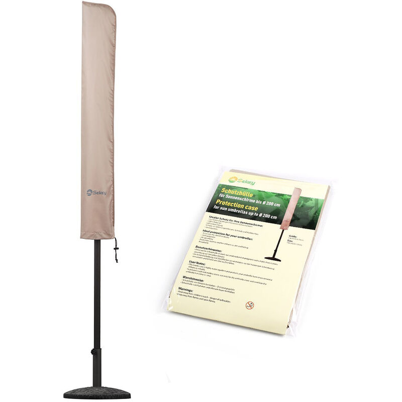 Housse de Protection pour Parasol ø 200 cm / 200 cm × 150 cm / 200 cm × 125 cm, Taupe