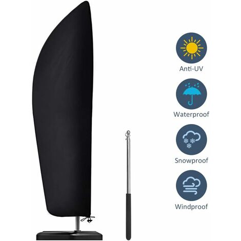 Housse de protection pour parasol déporté 2 à 4 m Tissu Oxford 210D Imperméable à la poussière Résistant aux UV 280 x 30/81/46 cm