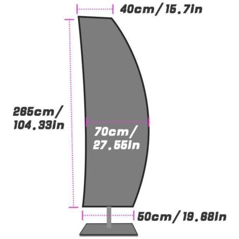 Housse de Protection pour Parasol Déporté - 210D Oxford - Imperméable - Noir Noir HOUSSE DE PARASOL