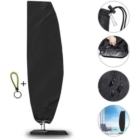 Housse de Protection pour Parasol Déporté Couverture de Jardin à Mât Excentré en 210D Oxford, Imperméable, 265 x 50 x 70 x 40cm