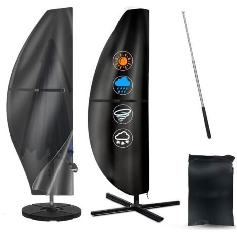 Housse de Protection pour Parasol Déporté en Oxford 420D Imperméable, Anti-UV et Coupe-Vent avec Perche Télescopique