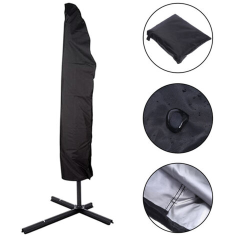 Housse de Protection pour Parasol Déporté en Tissu Oxford 420D imperméable avec Fermeture éclair, Perche Télescopique et Boutons d'alpinisme, (265 x 40/70/50 cm)