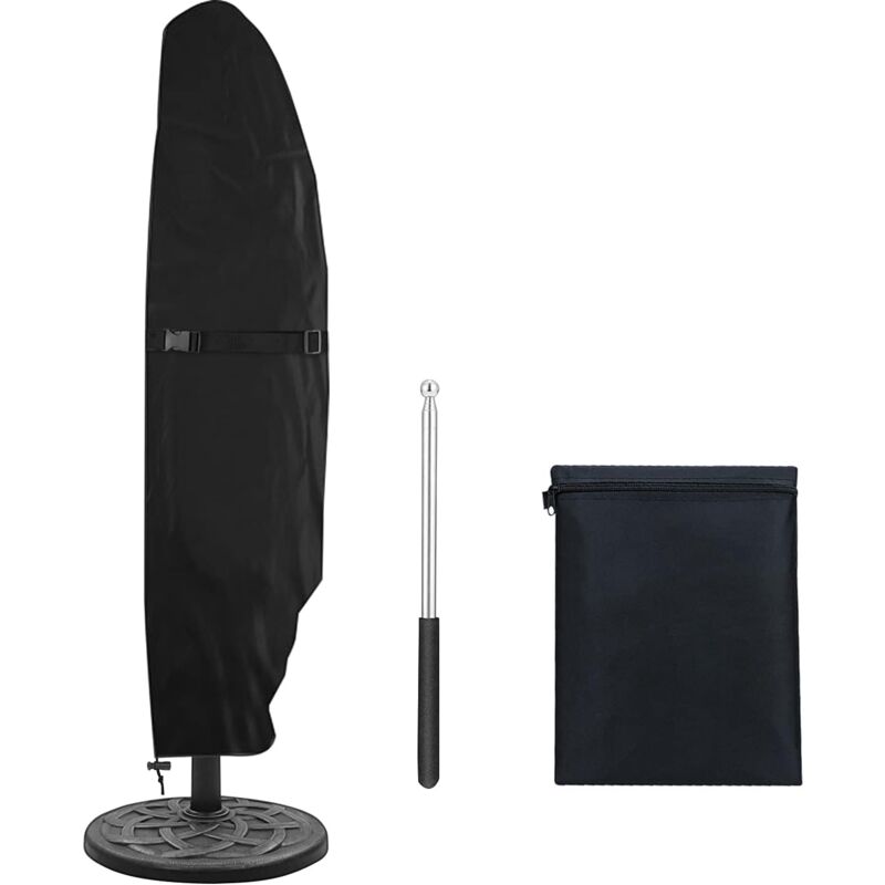Housse de Protection pour Parasol Déporté en Tissu Oxford 420D imperméable avec Fermeture éclair, Perche Télescopique et Boutons d'alpinisme, (265 x