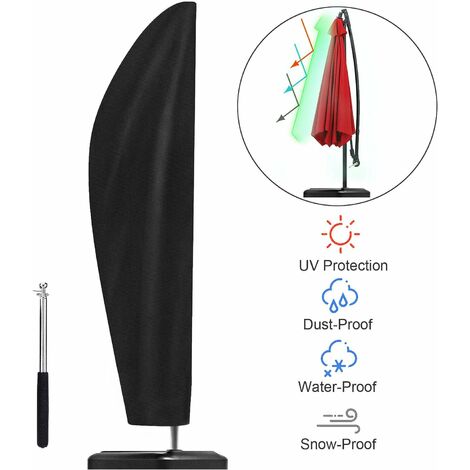 Housse de Protection pour Parasol, Housse de Parasol, Imperméable Couverture pour Parasol Déporté Anti-Poussière/Anti-UV avec Tige Télescopique