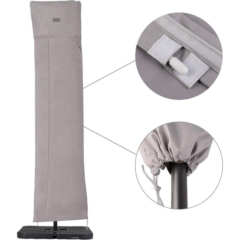 Housse de Protection pour Parasol,(résistante aux UV et à la poussière et à l'eau, résistante aux intempéries, résistante aux déchirures),Gris clair