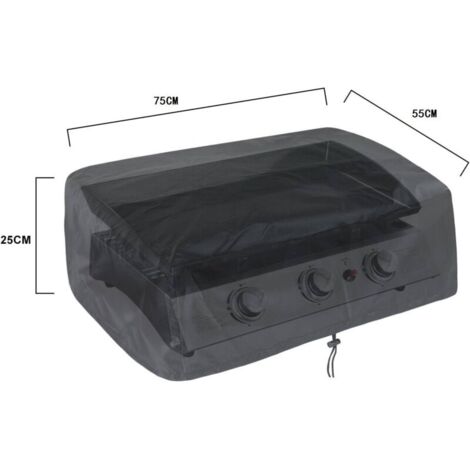 Housse de protection pour plancha à gaz 75x55x25cm Noir 210D Anti-UV Anti-l'eau Anti-l'humidité Housse de barbecue