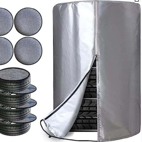Housse de protection pour pneu de voiture - Étanche à la poussière et à l'eau - Argent 73 x 110 cm