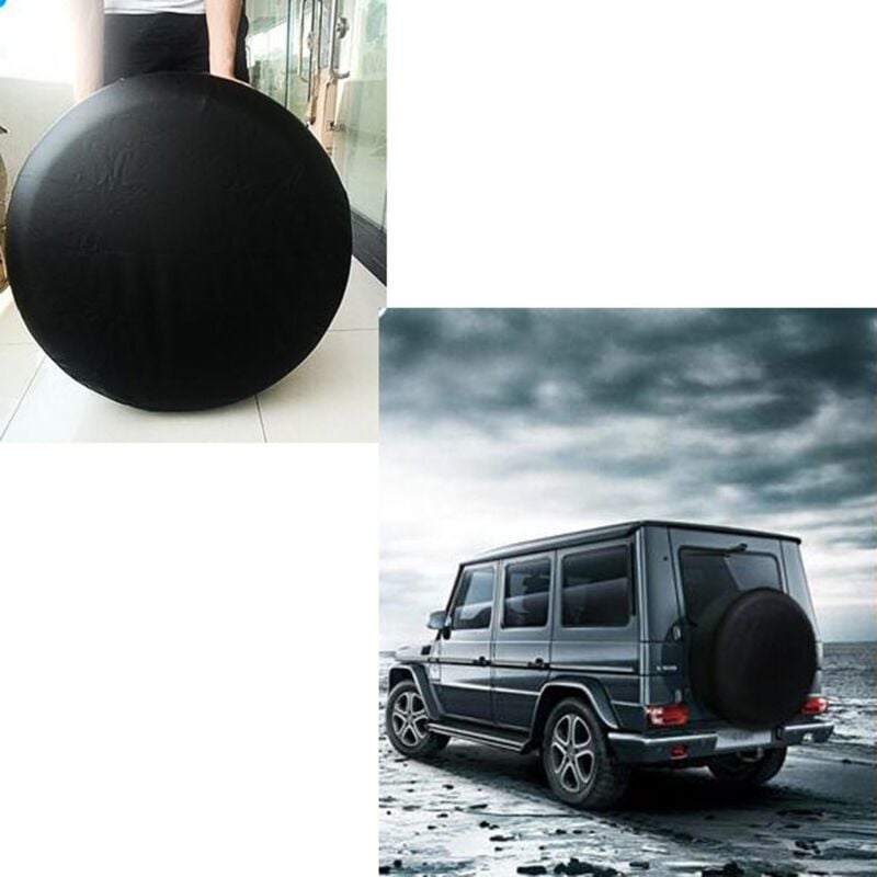 Housse de protection pour pneu de voiture noire Housse de pneu de secours Housse de pneu de rechange - 16 pouces (77 cm)