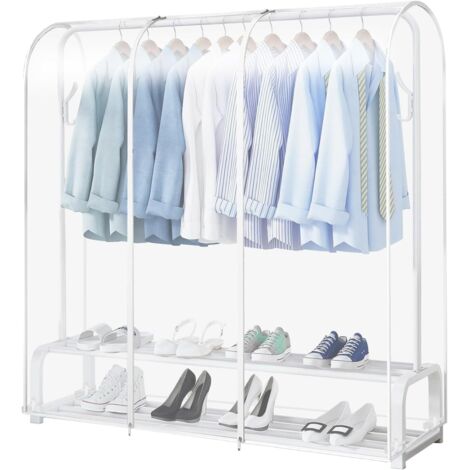 Housse de Protection pour Portant à Vêtements,Housses de Vêtements,Housse de Portant à Vêtements Transparente Anti-Poussière avec Fermetures éclair,Portant Non Inclus(L : 180x 50 x 150 cm)
