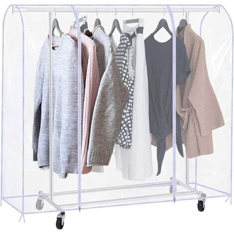 Housse Anti-Poussière Pour Portant à Vêtements En X - Protection Étanche Transparente - Tailles 100 à 200 Cm