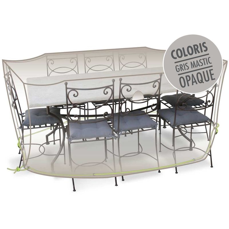Jardiline - Housse de protection Cover Line pour table rectangulaire + 10 chaises - 290 x 130 x 70 cm