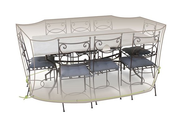 Housse table rectangle + chaises - 8 à 10 personnes - gris mastic - Jardiline