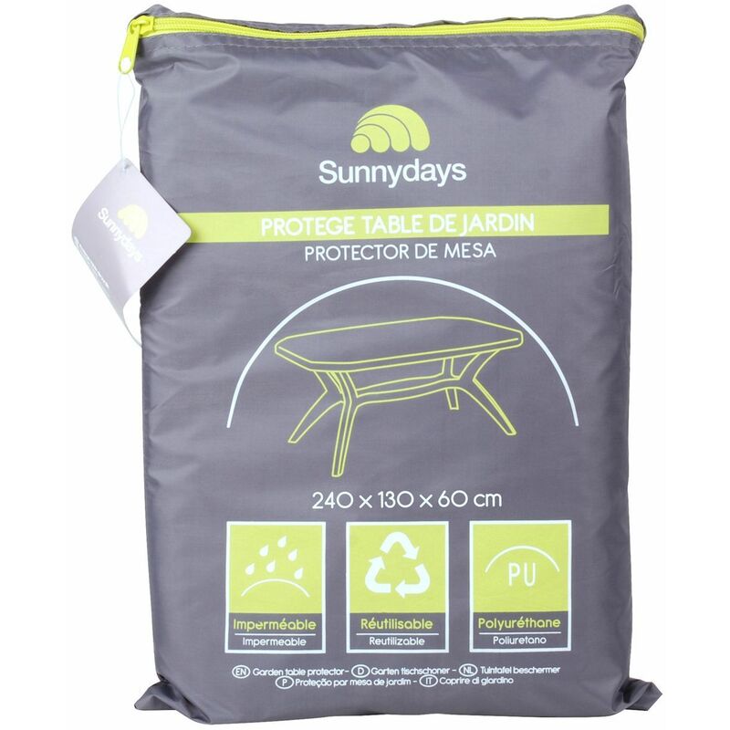 Sunnydays - Housse de protection pour table de jardin - 240 x 130 x 60 - Gris