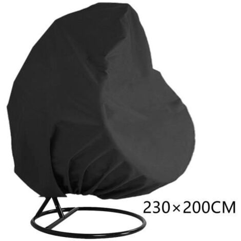 Housse de protection pour salon de jardin et balançoire, imperméable, anti-poussière et anti-UV, 230×200 cm, couleur noire.