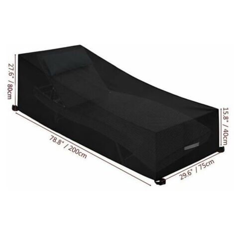 Housse de protection pour salon de jardin, imperméable, coupe-vent, robuste en tissu Oxford 210D (200x75x40/80 cm) - Noir