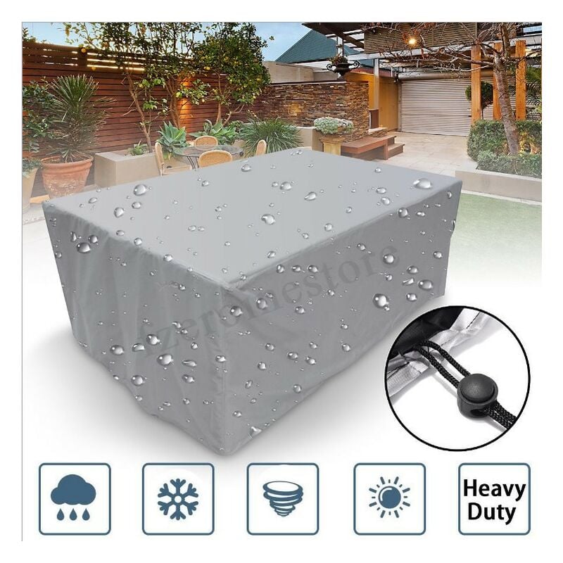 Housse de protection pour salon de jardin rectangulaire pour salon de jardin, protection contre la neige, imperméable, anti-poussière, anti-UV,