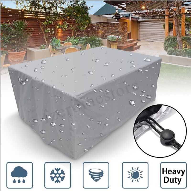 Housse de protection pour salon de jardin rectangulaire pour salon de jardin, protection contre la neige, imperméable, anti-poussière, anti-UV,