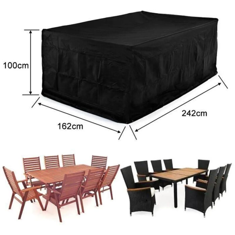 Housse pour mobilier de jardin 180 x 180 x 74cm Noir