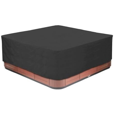TONCHEAN Housse de protection pour spa, jacuzzi, piscine, baignoire, housse de spa en tissu Oxford pour jardin extérieur, anti-poussière, imperméable, noir, anti-UV, 218 x 218 x 30 cm